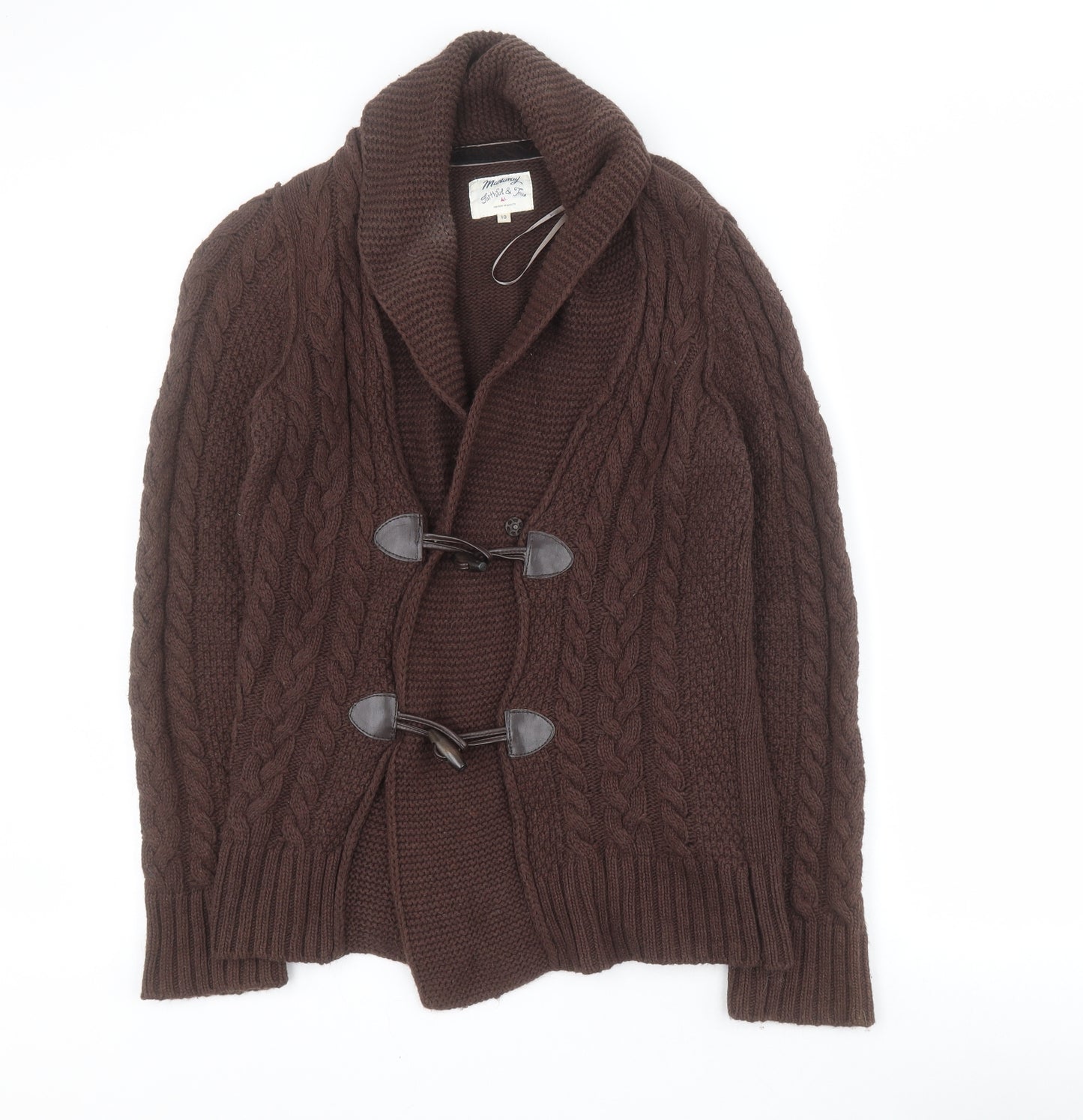 Mantaray Womens Brown Collared  Cotton Cardigan Jumper Size 10