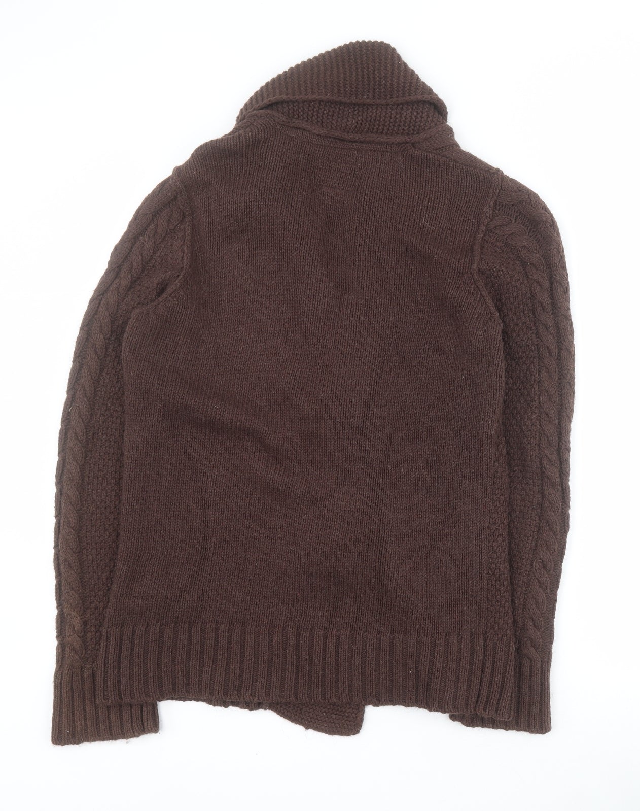 Mantaray Womens Brown Collared  Cotton Cardigan Jumper Size 10