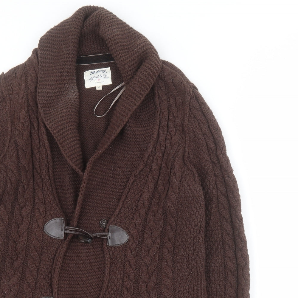 Mantaray Womens Brown Collared  Cotton Cardigan Jumper Size 10
