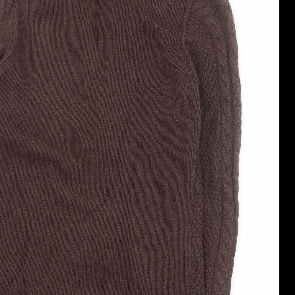 Mantaray Womens Brown Collared  Cotton Cardigan Jumper Size 10