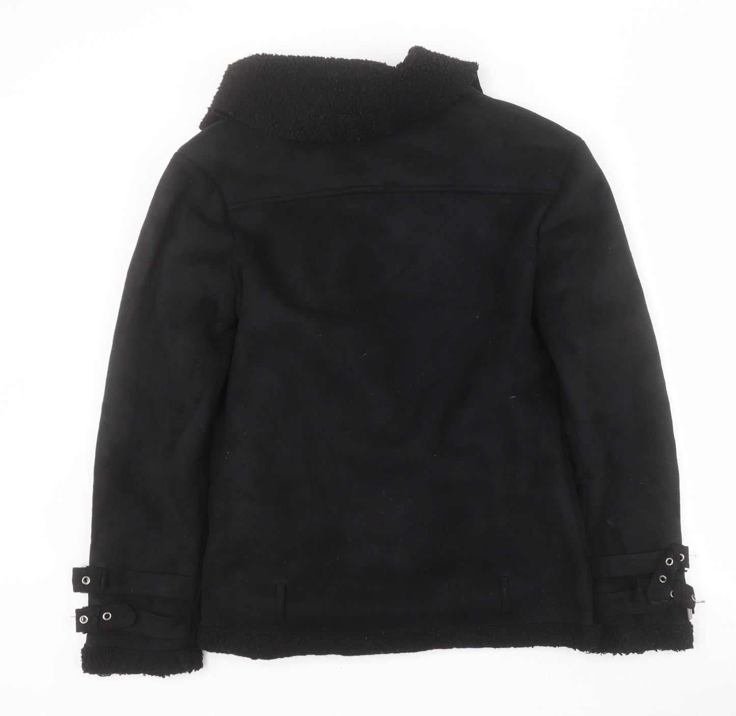 PRETTYLITTLETHING Womens Black   Pea Coat Coat Size 6  Zip