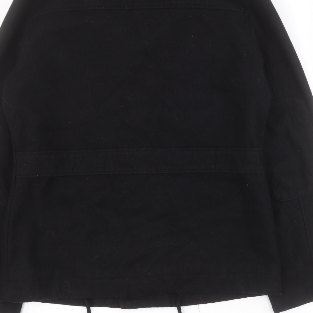 Topman Mens Black   Pea Coat Coat Size M  Button