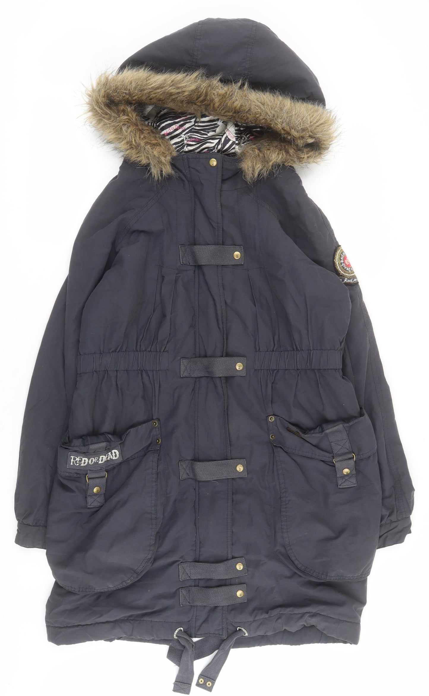 Red or Dead Womens Blue   Parka Coat Size 8  Zip