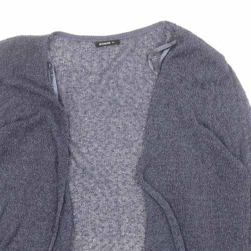 Roman Womens Blue V-Neck  Acrylic Cardigan Jumper Size 22