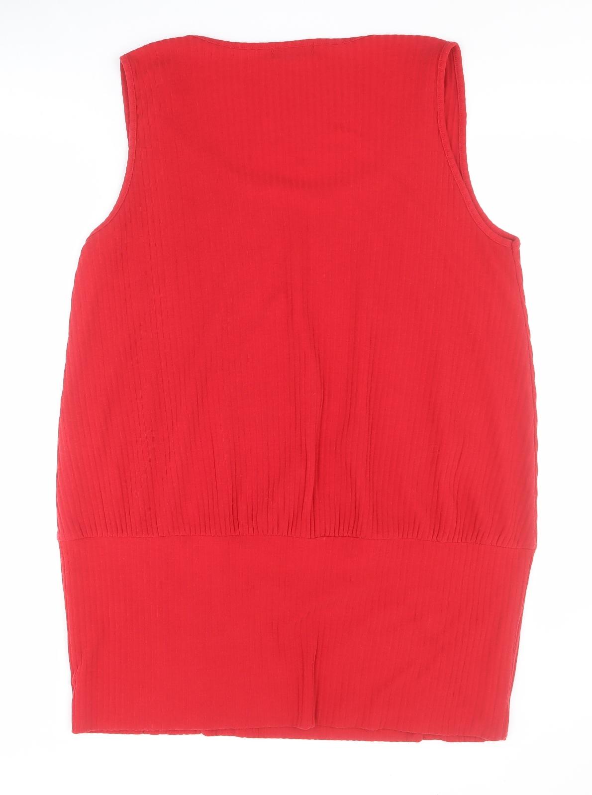 New Look Womens Red  Polyester Tunic Tank Size 18 Scoop Neck