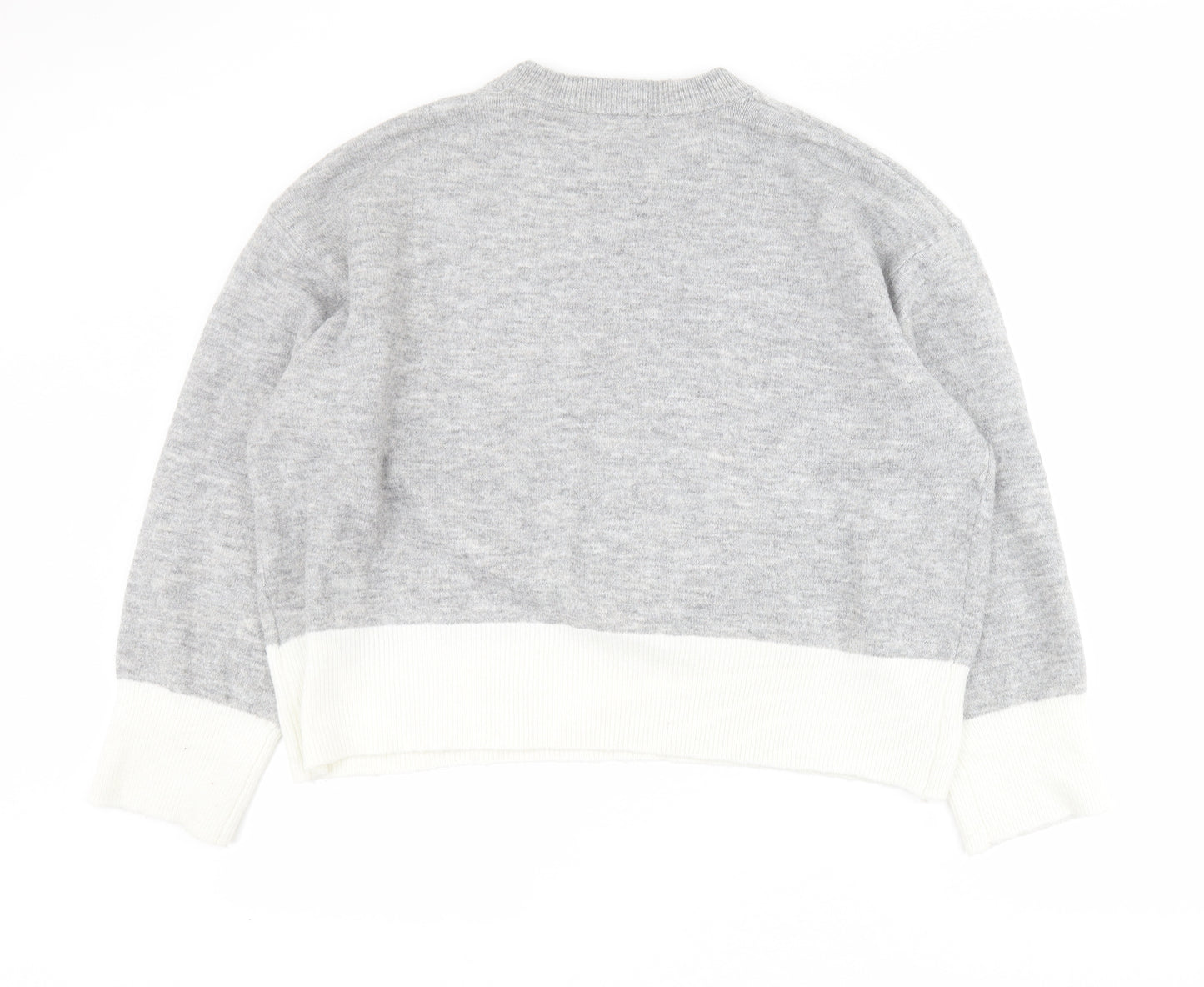 H&M Womens Grey Crew Neck  Polyester Pullover Jumper Size M