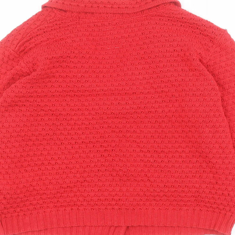 River Island Womens Red Collared  Acrylic Cardigan Jumper Size 12