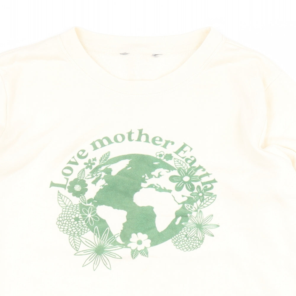 Marks and Spencer Womens Beige  Cotton Pullover Hoodie Size 16  Pullover - Slogan