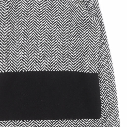 TU Womens Black V-Neck Striped Acrylic Cardigan Jumper Size 12