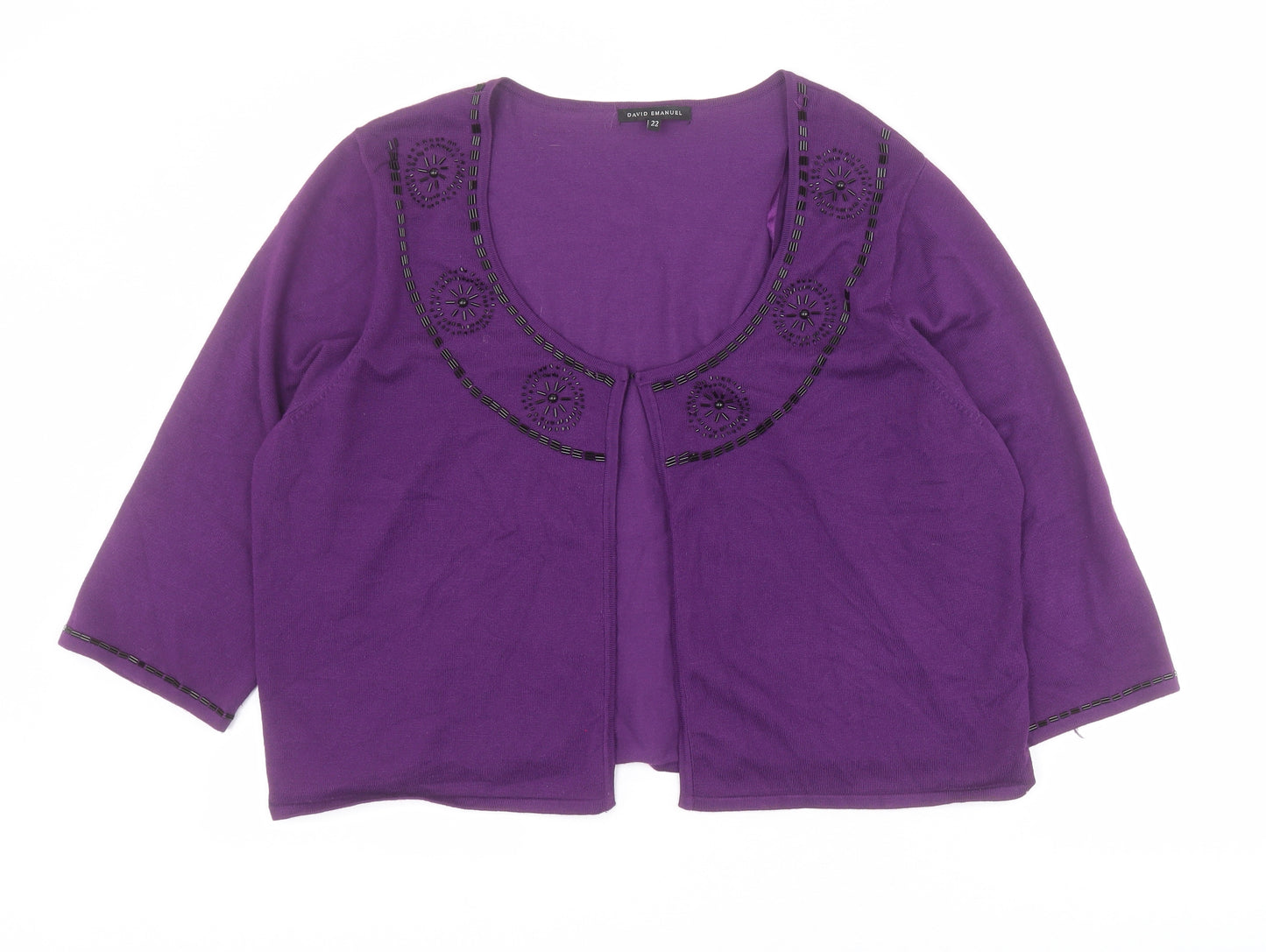 David Emmanuel Womens Purple Round Neck  Viscose Cardigan Jumper Size 22