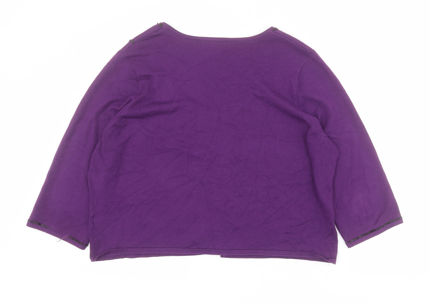 David Emmanuel Womens Purple Round Neck  Viscose Cardigan Jumper Size 22