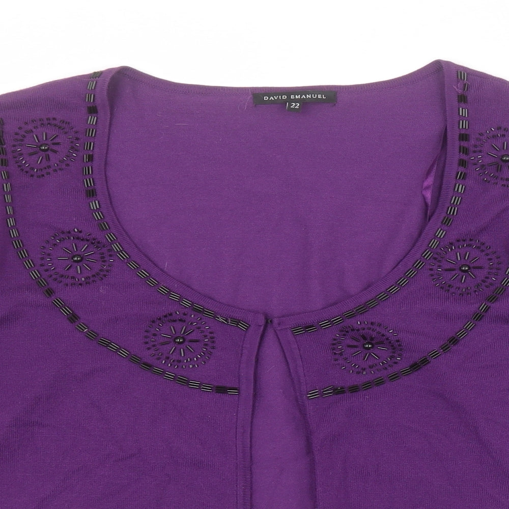 David Emmanuel Womens Purple Round Neck  Viscose Cardigan Jumper Size 22