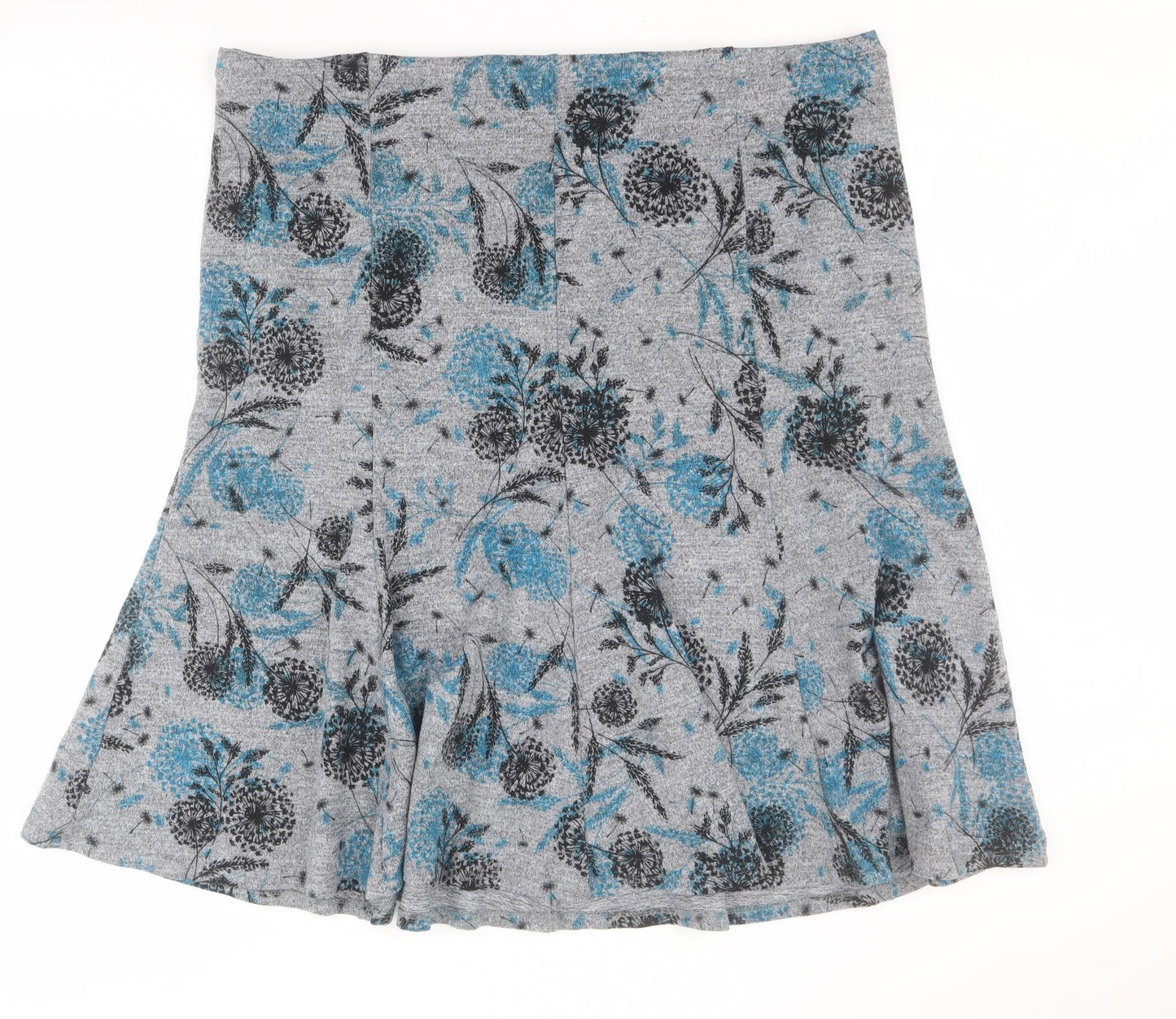 Bonmarche Womens Grey Floral Polyester A-Line Skirt Size 22