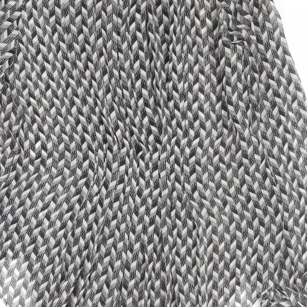 Jasper Conran Womens Black Geometric Polyester Basic Blouse Size 10 V-Neck