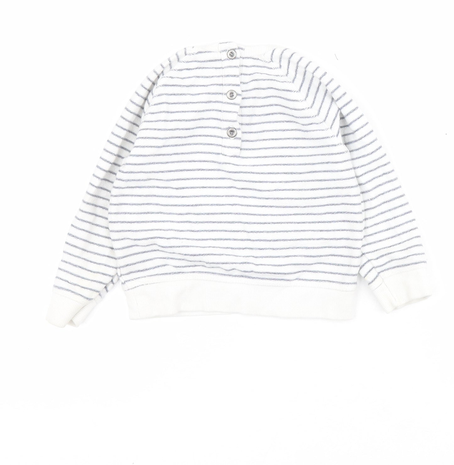 Mothercare Baby White Striped Cotton Pullover Jumper Size 12-18 Months  Button