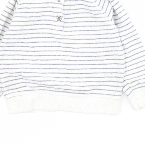 Mothercare Baby White Striped Cotton Pullover Jumper Size 12-18 Months  Button