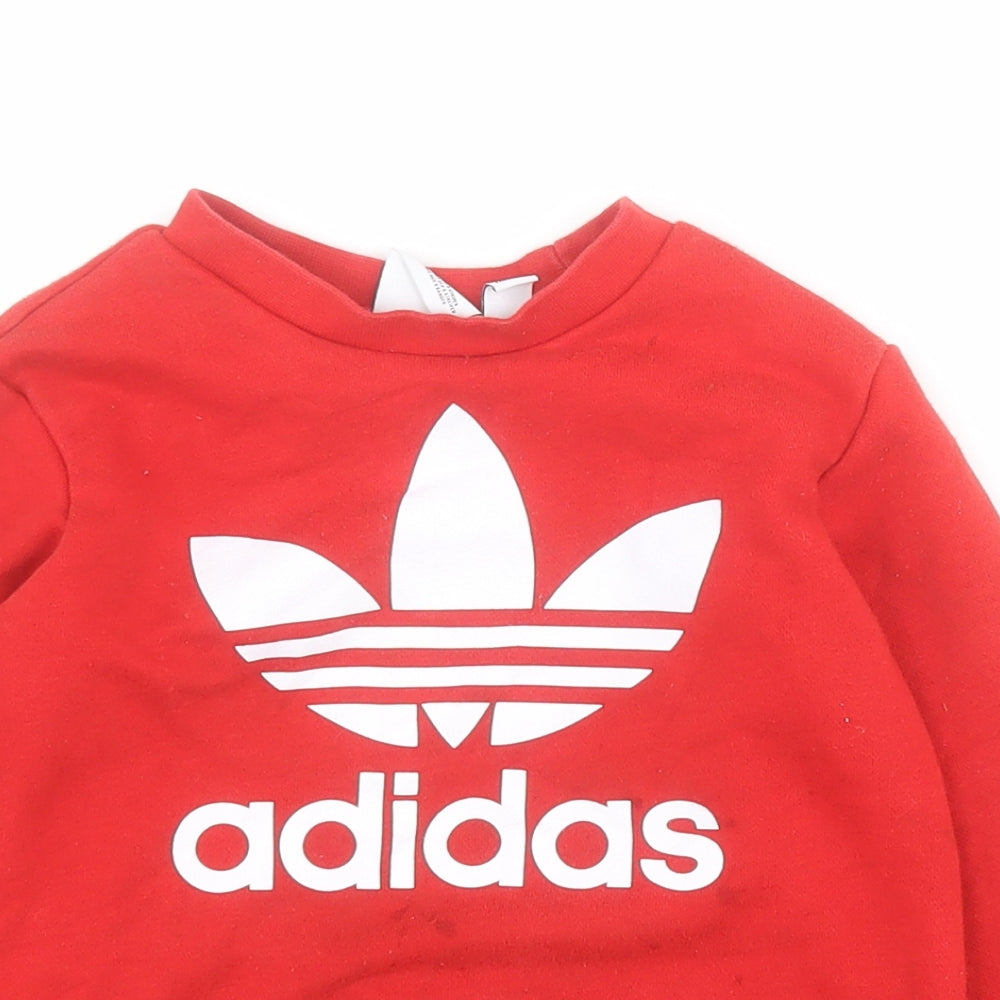 adidas Boys Red  Cotton Pullover Sweatshirt Size 3-4 Years  Pullover