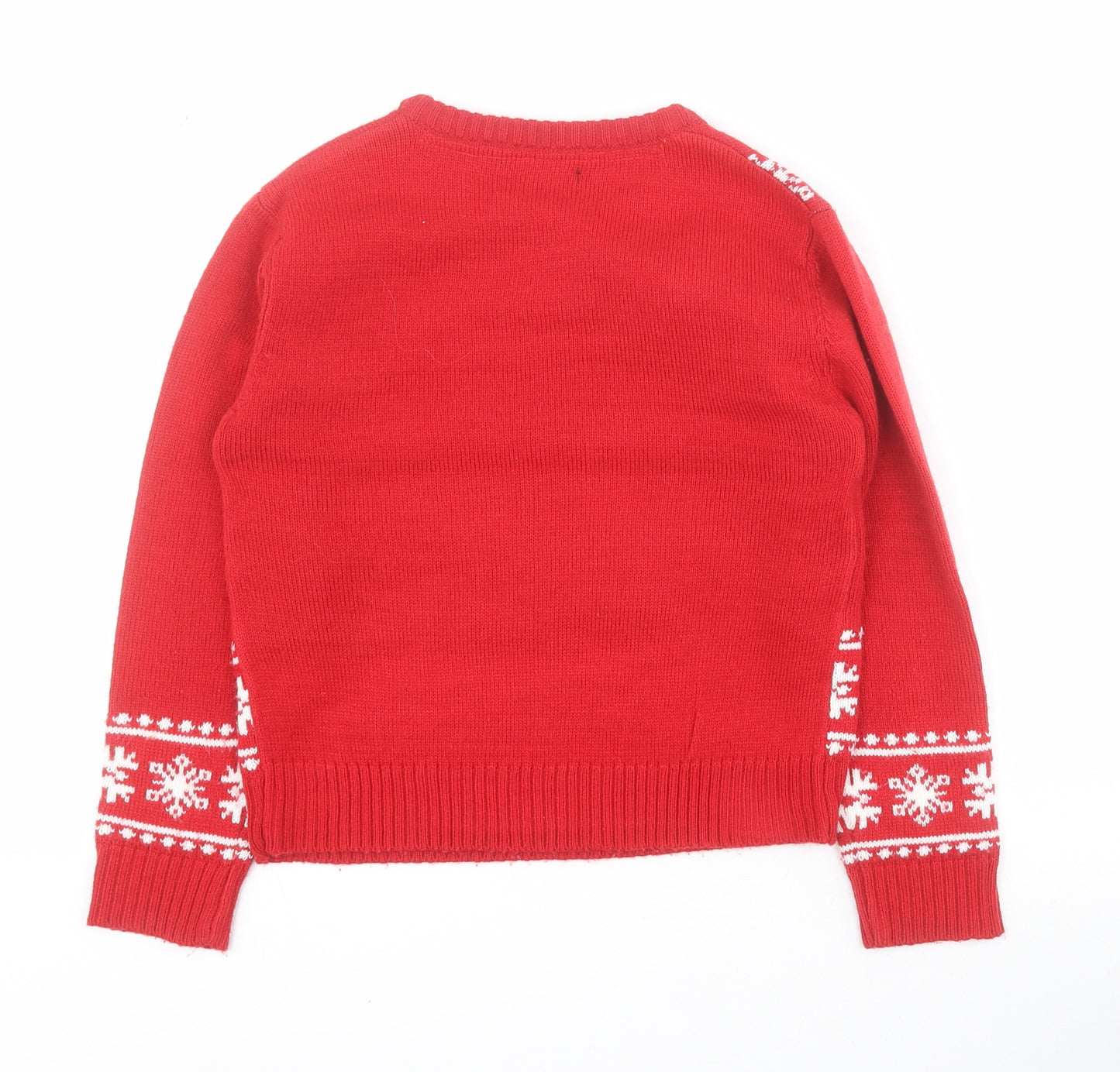Pole Nord Girls Red Crew Neck  Acrylic Pullover Jumper Size 7-8 Years  Pullover - Christmas