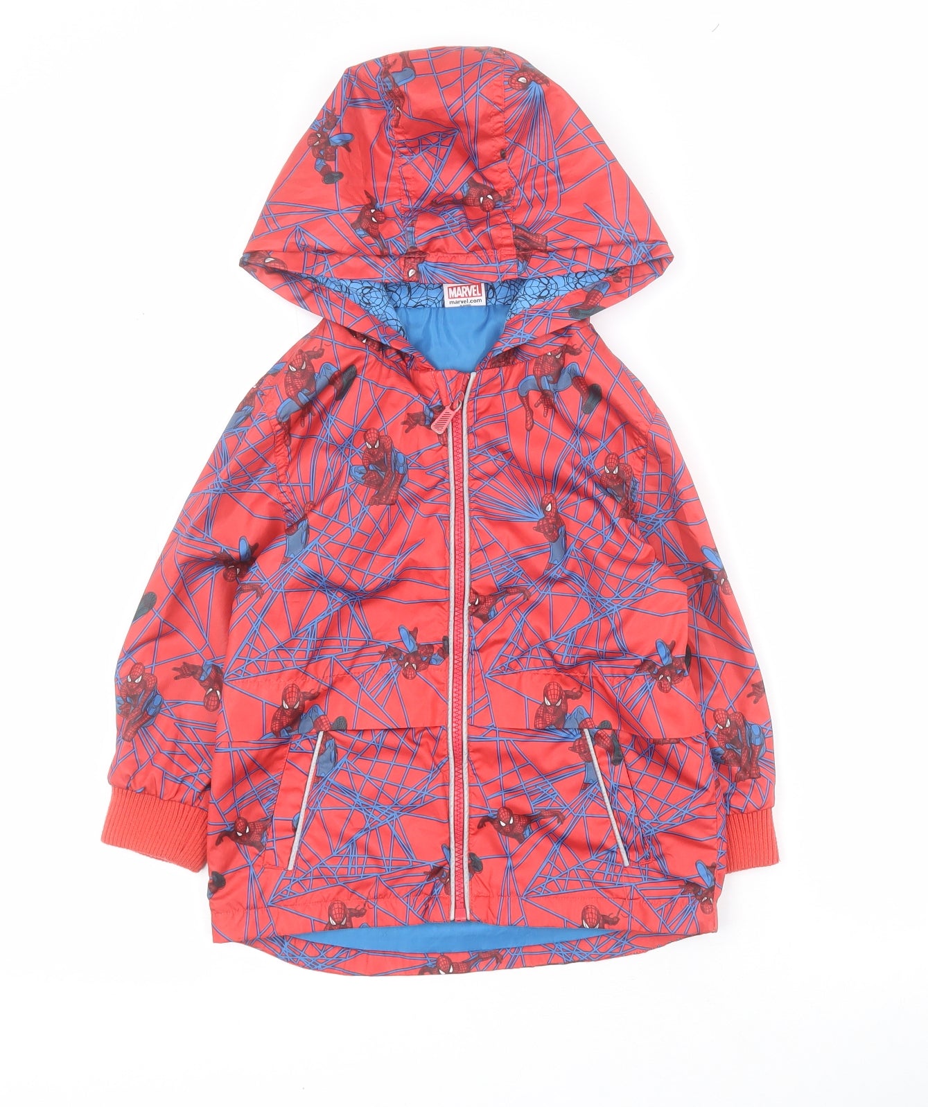 Marvel.com Boys Red   Rain Coat Coat Size 3-4 Years  Zip - Spiderman