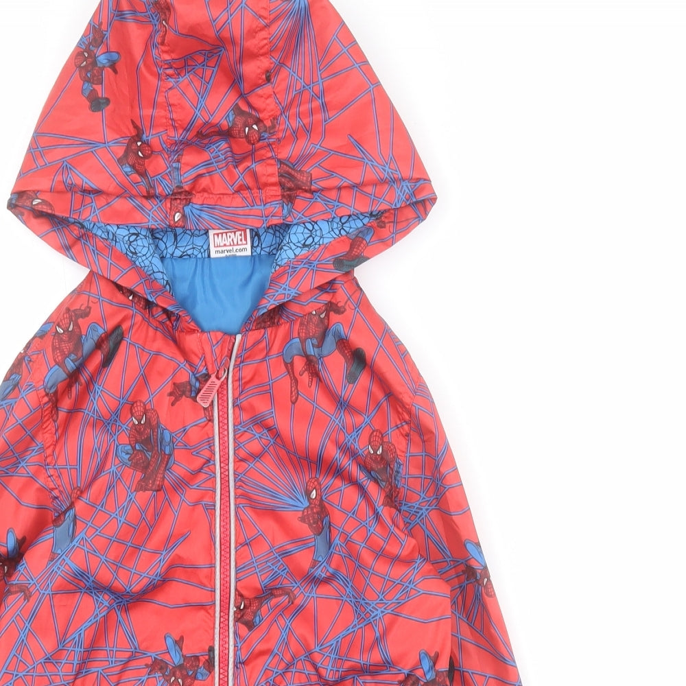 Marvel.com Boys Red   Rain Coat Coat Size 3-4 Years  Zip - Spiderman
