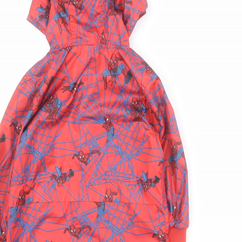 Marvel.com Boys Red   Rain Coat Coat Size 3-4 Years  Zip - Spiderman