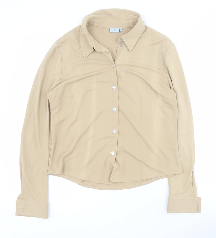Debenhams Womens Brown Viscose Basic Button-Up Size 12 Collared