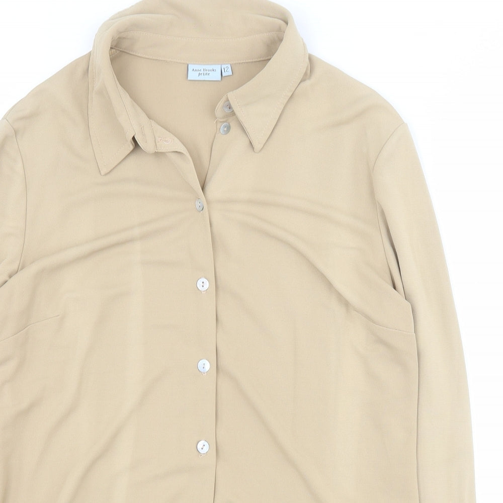 Debenhams Womens Brown  Viscose Basic Button-Up Size 12 Collared