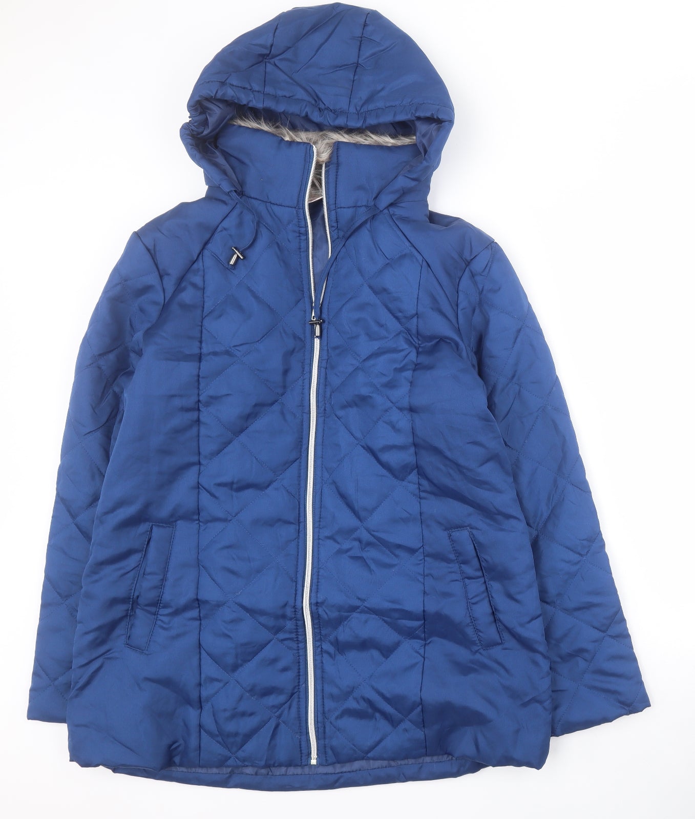 Anne De Lancay Womens Blue   Quilted Coat Size 8  Zip