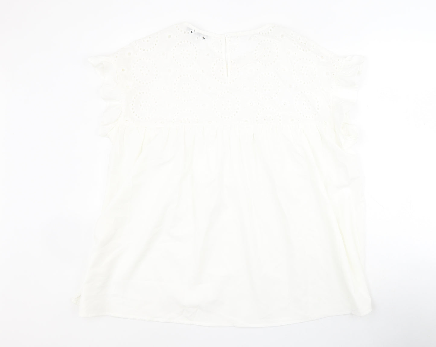 SheIn Womens White  Polyester Basic Blouse Size L Round Neck