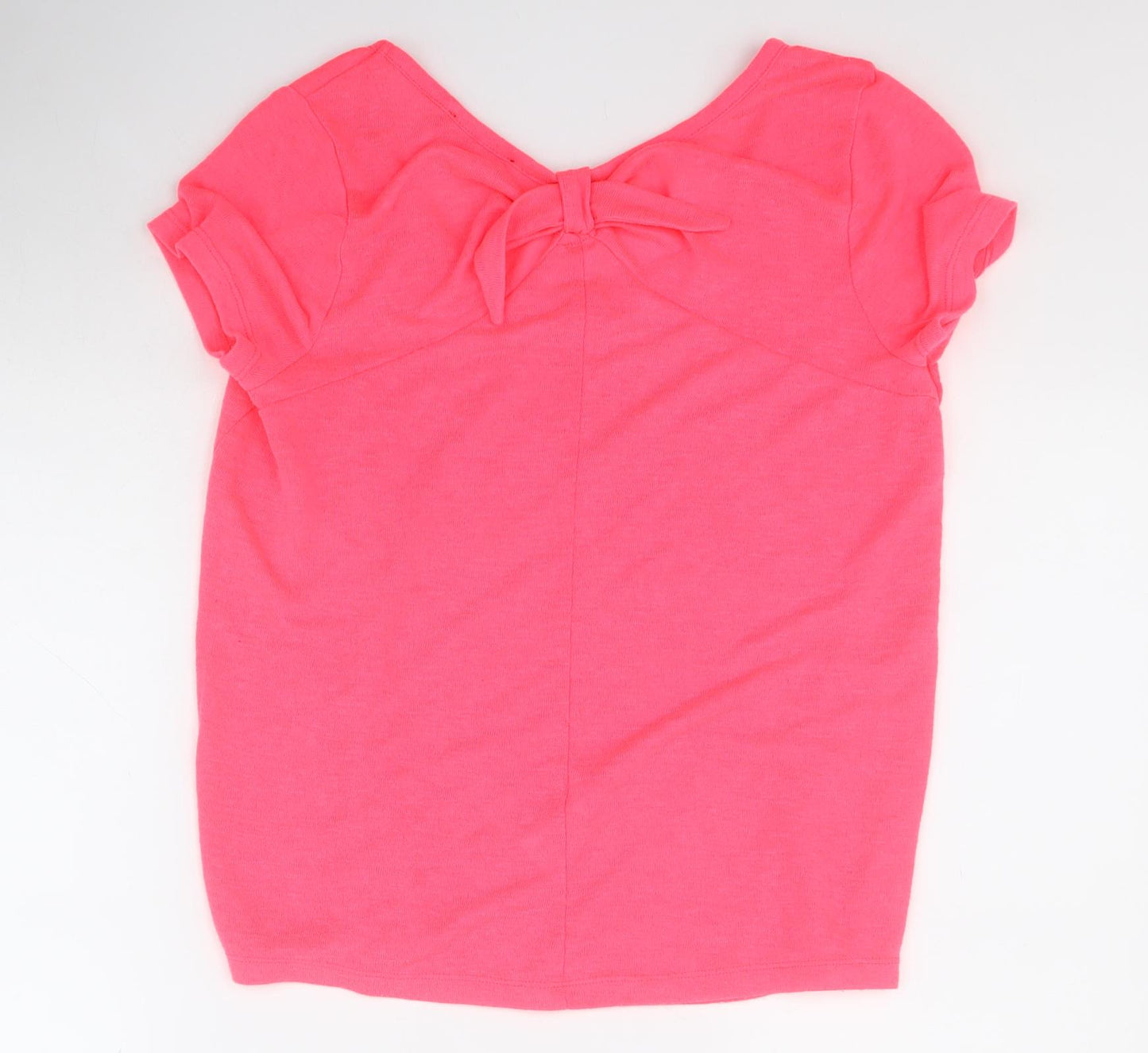 F&F Womens Pink  Polyester Basic T-Shirt Size 10 Round Neck
