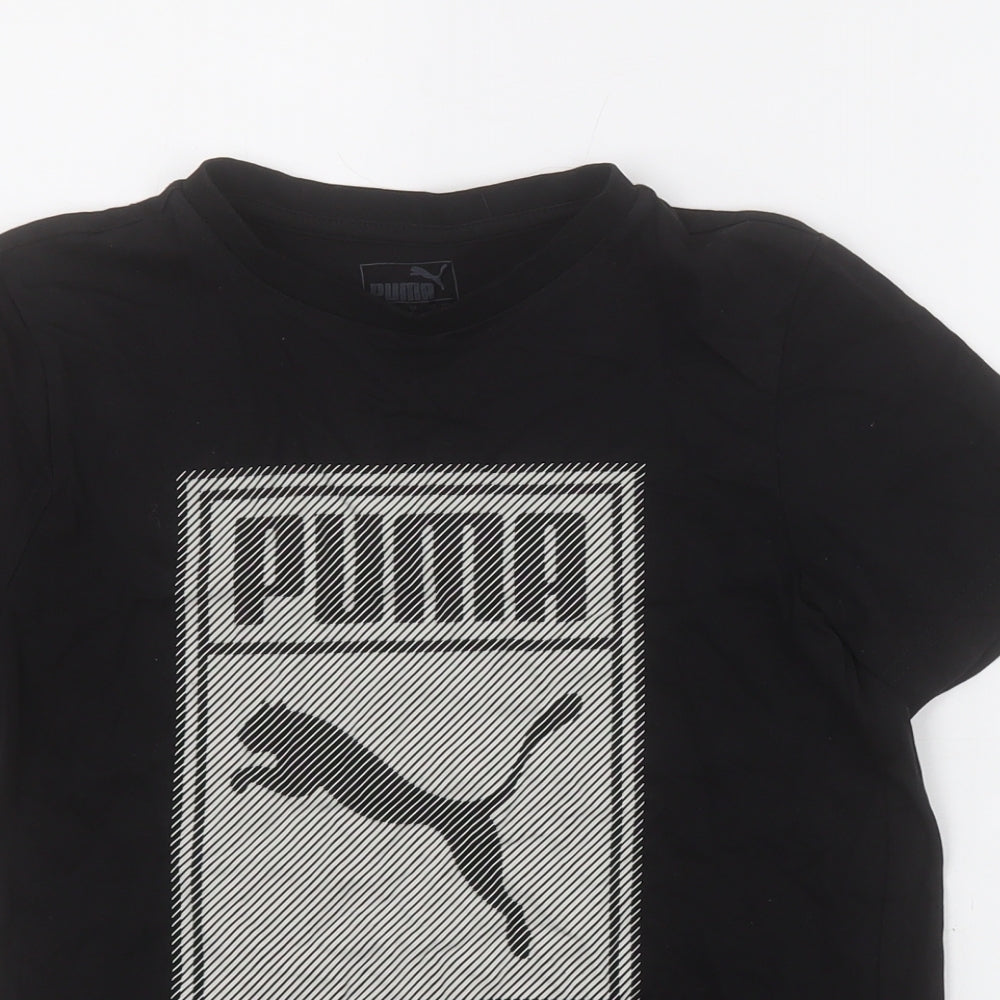 PUMA Boys Black  Cotton Basic T-Shirt Size 11-12 Years Crew Neck Pullover