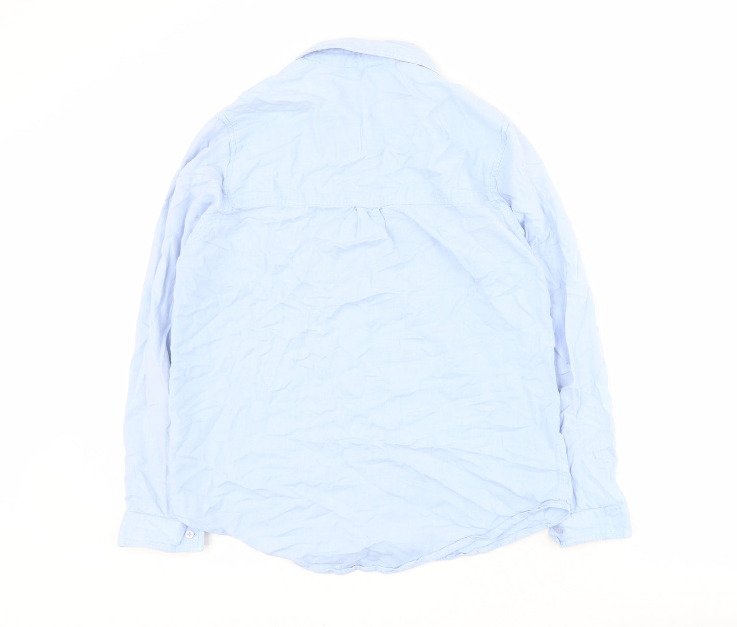 Topshop Womens Blue  100% Cotton Basic Button-Up Size 10 Collared