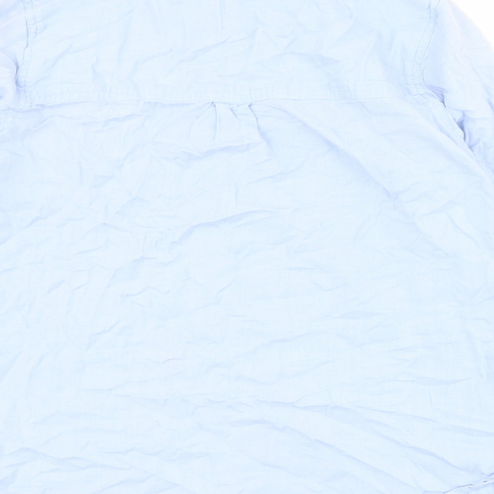 Topshop Womens Blue  100% Cotton Basic Button-Up Size 10 Collared