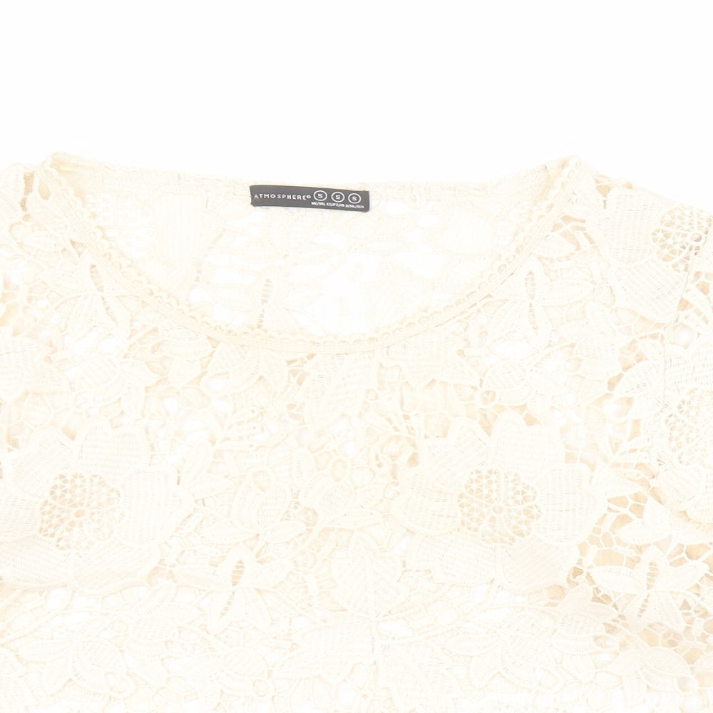 Primark Womens Beige  Polyester Basic T-Shirt Size S Round Neck