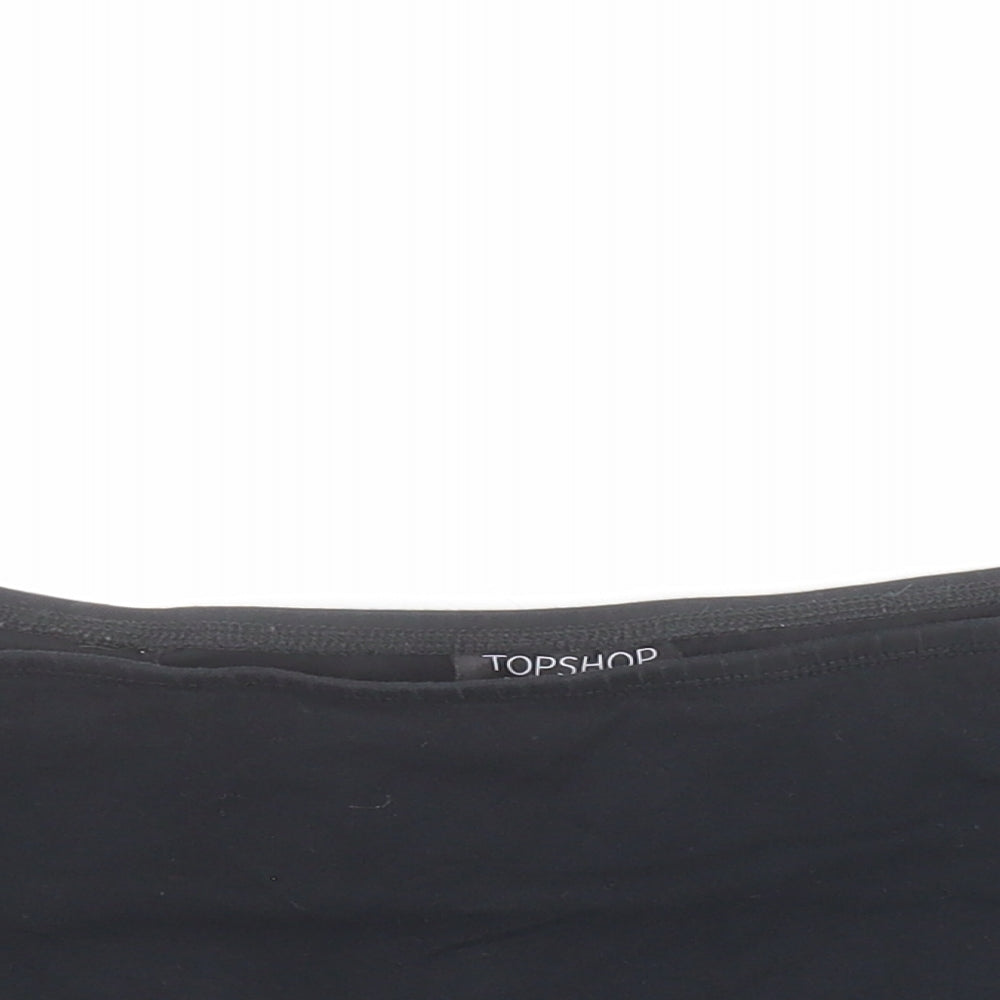 Primark Womens Black  Cotton Cropped T-Shirt Size 14 Off the Shoulder