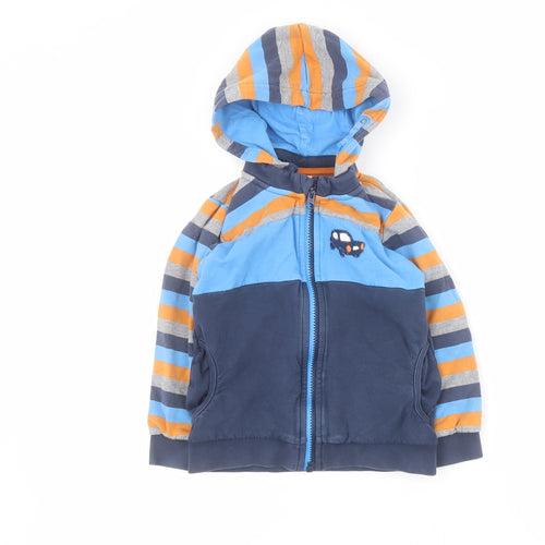 name it Boys Multicoloured Striped Cotton Full Zip Hoodie Size 3-4 Years  Zip - Car