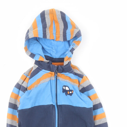 name it Boys Multicoloured Striped Cotton Full Zip Hoodie Size 3-4 Years  Zip - Car