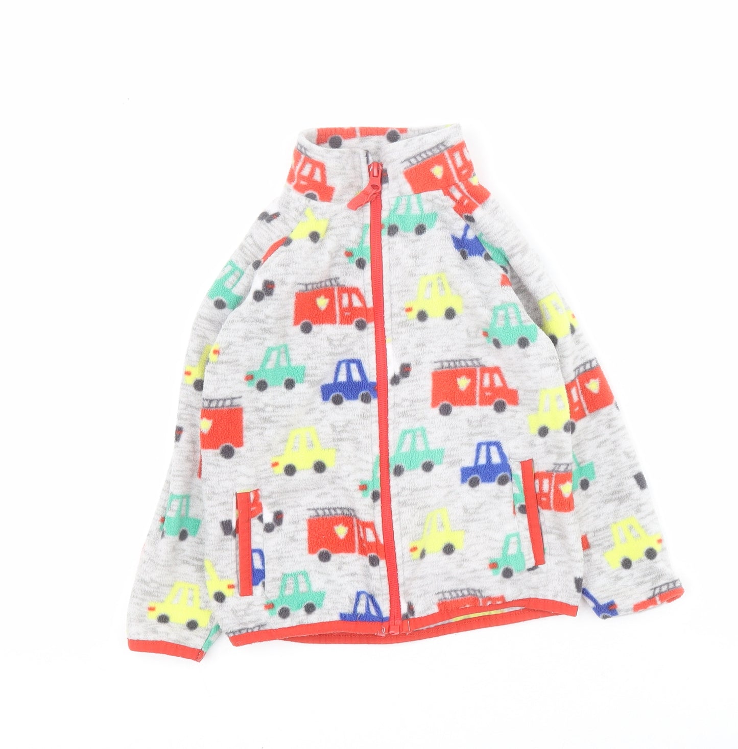 Dunnes Boys Grey   Jacket  Size 3-4 Years  Zip - Cars