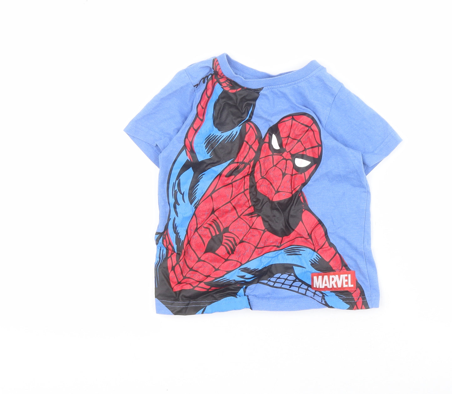 George Boys Blue  Cotton Basic T-Shirt Size 3-4 Years Crew Neck Pullover - Spiderman