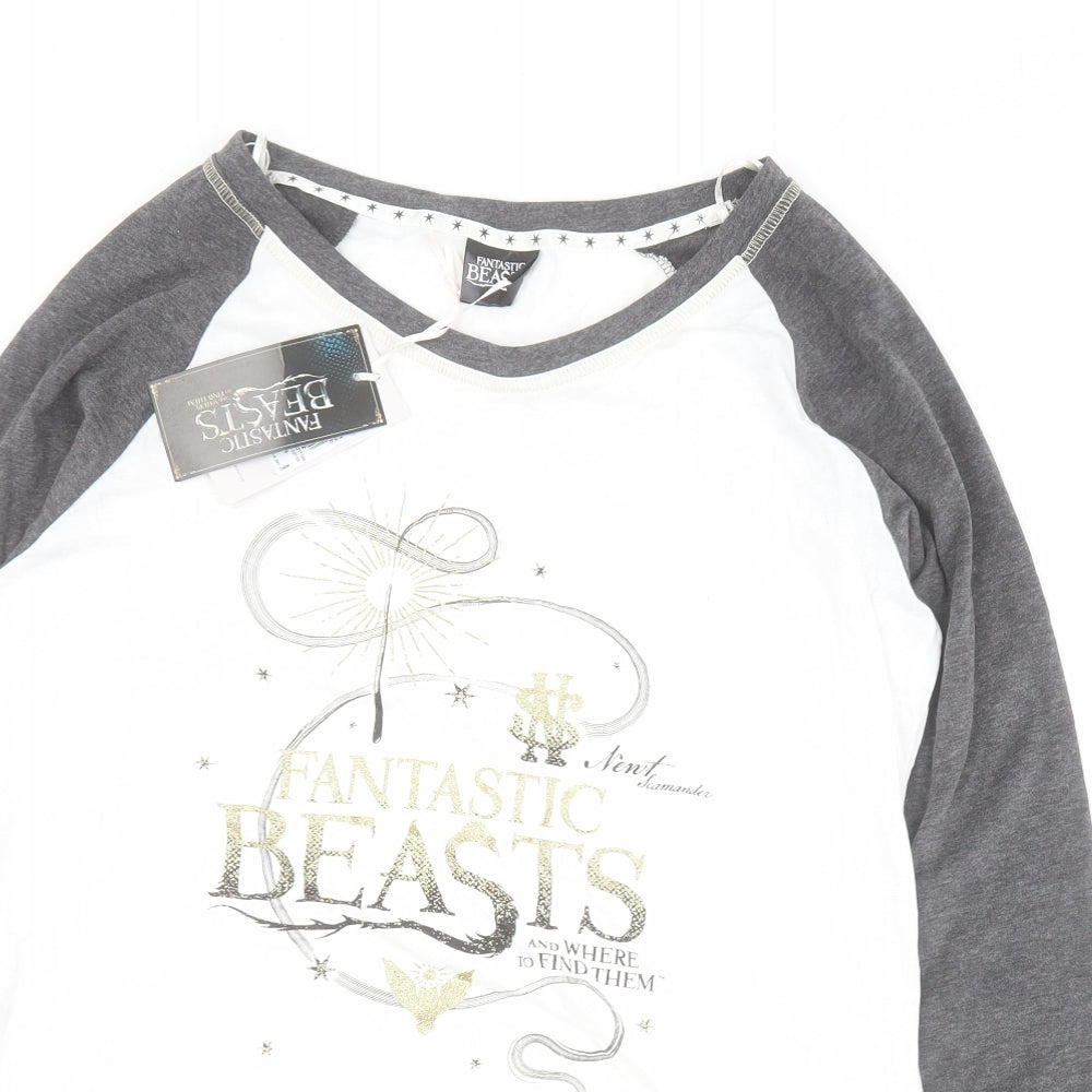 TU Womens White  Cotton Basic T-Shirt Size 12 Round Neck - Fantastic Beasts