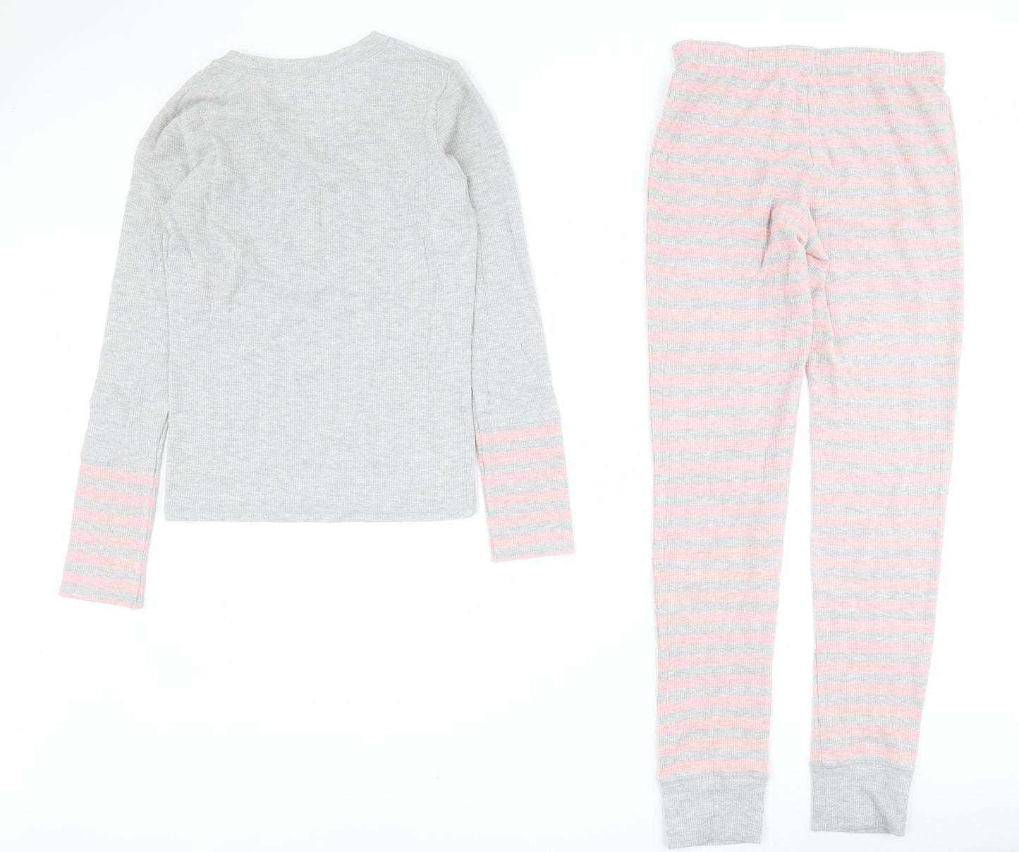 Dunnes Womens Grey Striped Cotton Top Pyjama Set Size 6