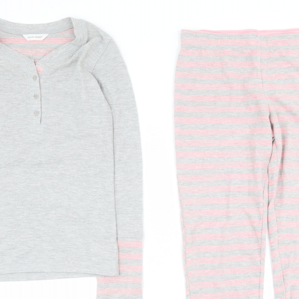 Dunnes Womens Grey Striped Cotton Top Pyjama Set Size 6