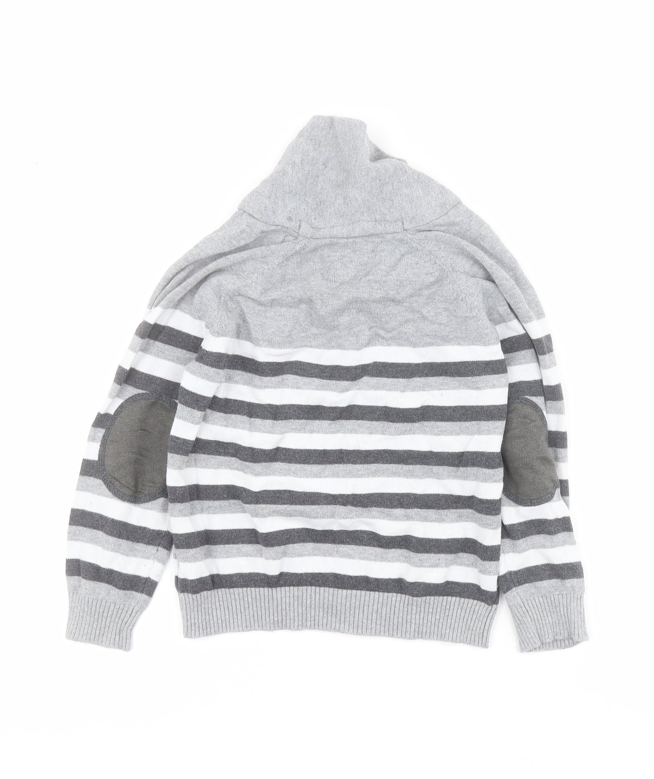 Primark Boys Grey High Neck Striped 100% Cotton Pullover Jumper Size 4-5 Years  Pullover