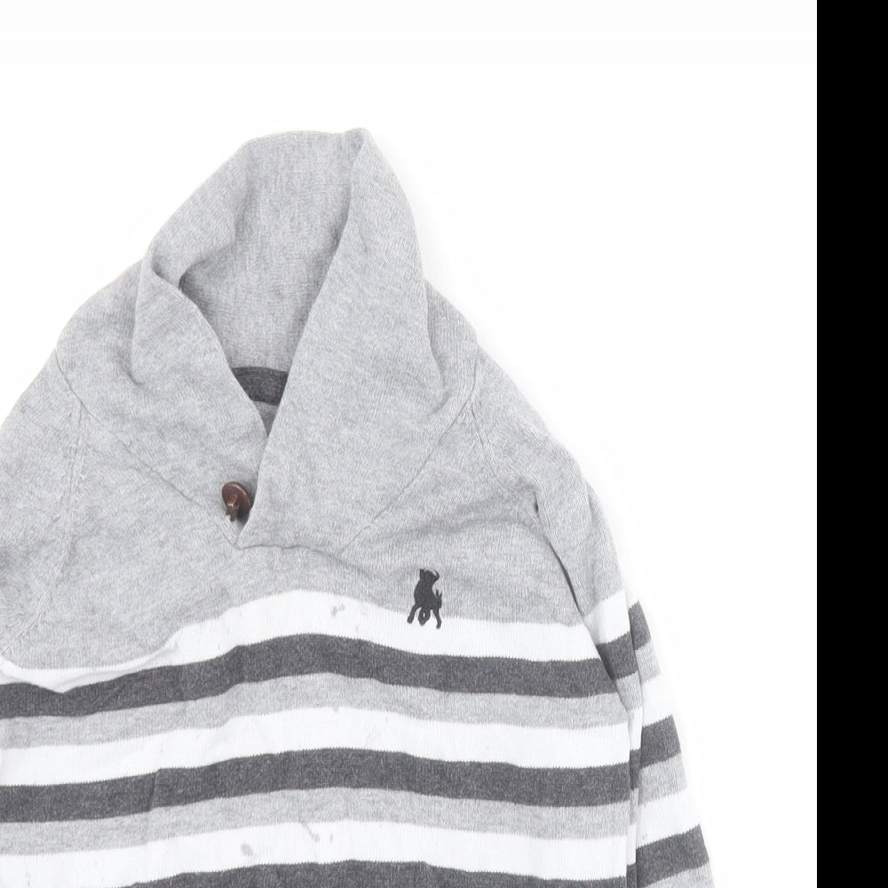 Primark Boys Grey High Neck Striped 100% Cotton Pullover Jumper Size 4-5 Years  Pullover