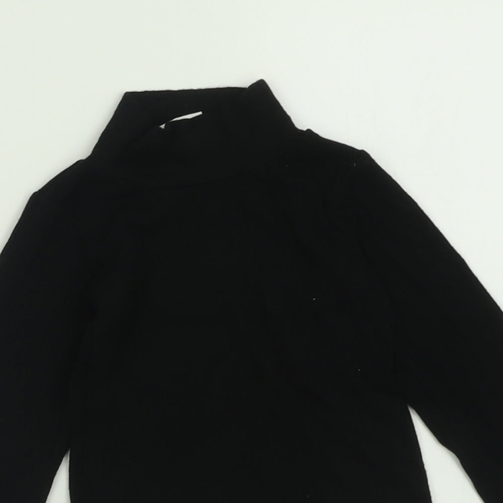 F&F Girls Black  Viscose Basic Casual Size 5-6 Years High Neck Pullover