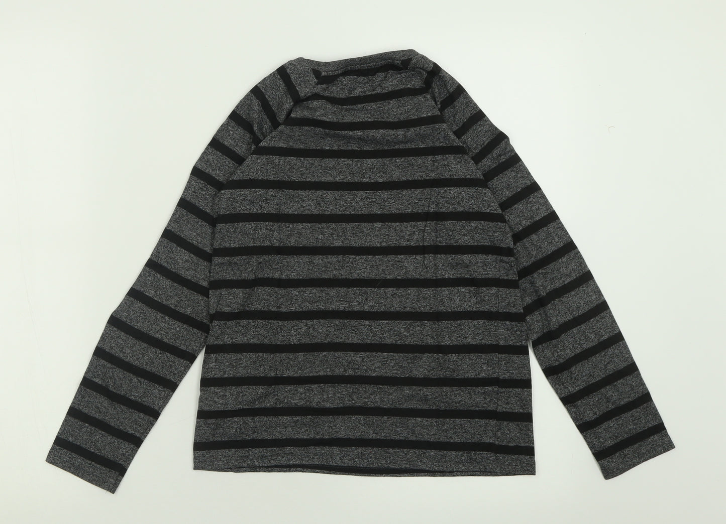 Dunnes Stores Boys Black Striped Cotton Basic Casual Size 8-9 Years Crew Neck Pullover