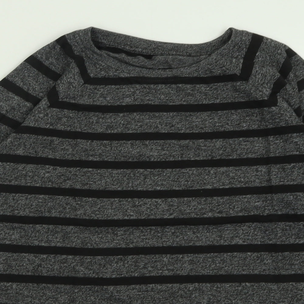 Dunnes Stores Boys Black Striped Cotton Basic Casual Size 8-9 Years Crew Neck Pullover