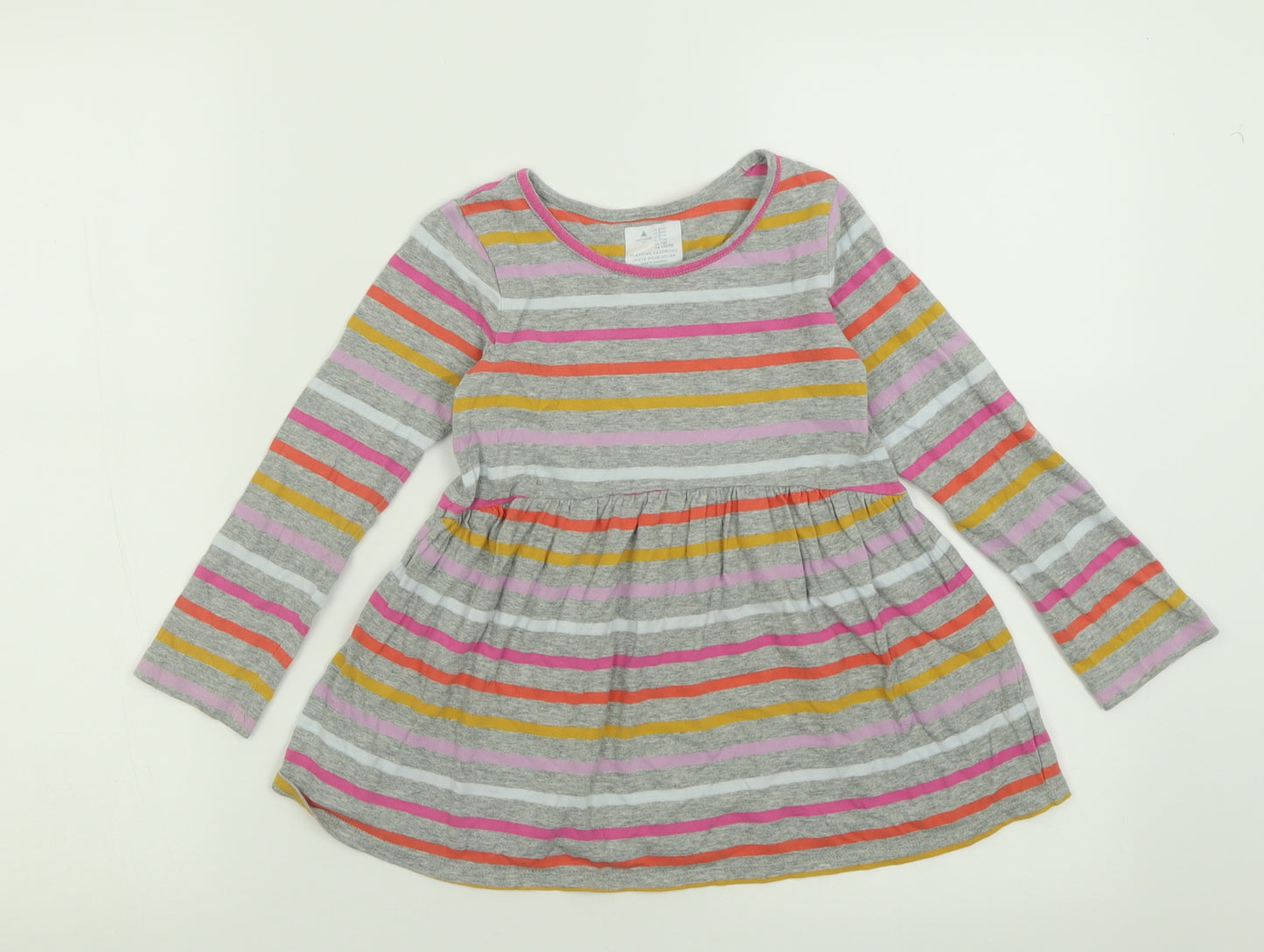 Gap Girls Grey Striped Cotton A-Line  Size 5 Years  Crew Neck Pullover