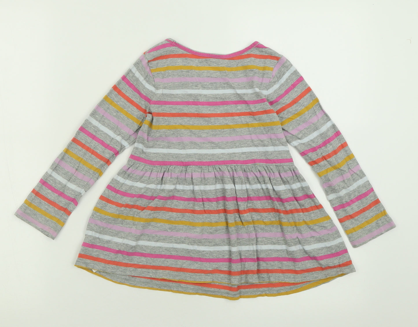 Gap Girls Grey Striped Cotton A-Line  Size 5 Years  Crew Neck Pullover