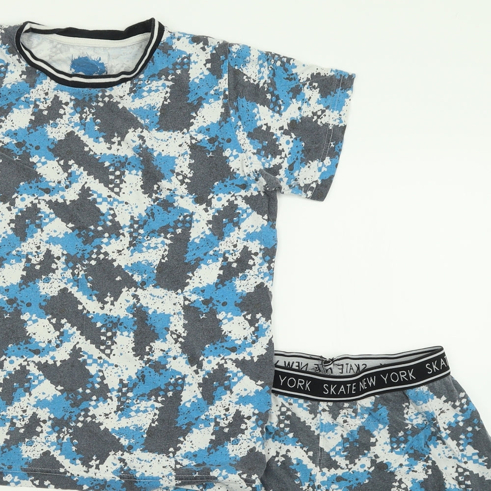 Matalan Boys Blue Geometric Cotton  Pyjama Set Size 11 Years  Pullover